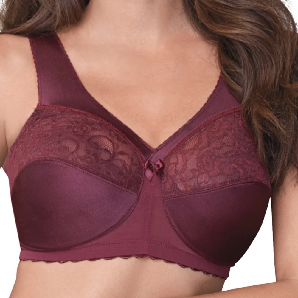 GLAMORISE magic lift support plus size full figure 46H maroon wireless bra NWOT